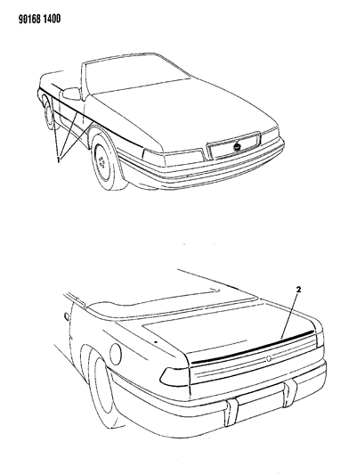 1990 Chrysler TC Maserati Tape Stripes & Decals - Exterior Diagram