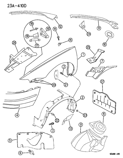 1995 Chrysler LHS Fender & Shield Diagram