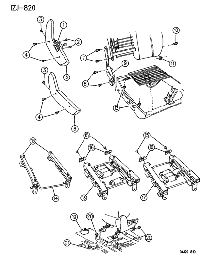 1996 Jeep Grand Cherokee Recliner & Seat Track - Front Seat Diagram