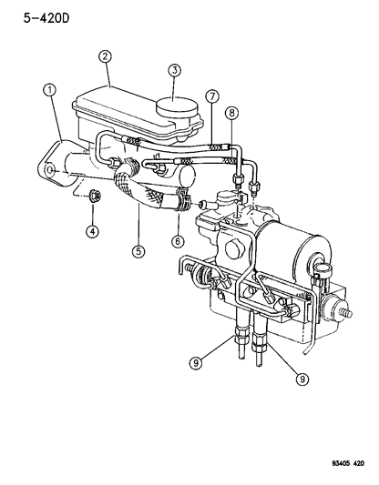1994 Dodge Intrepid Tube Assembly-Assembly - Master Cylinder To HCU - Pri Diagram for 4695340