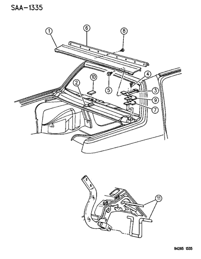 1995 Dodge Spirit Deck Lid Upper Panel Diagram