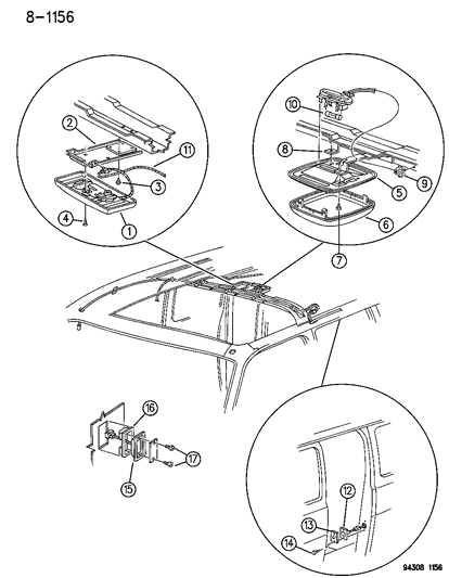 1996 Dodge Ram Wagon Lamp-Dome Reading Diagram for L758LB7