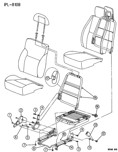 1995 Dodge Neon Seat Adjuster , Recliner And Side Shield Diagram