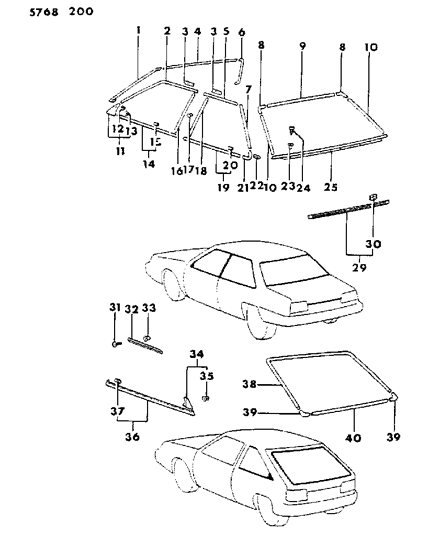 1986 Dodge Colt Mouldings - Exterior View Diagram 2