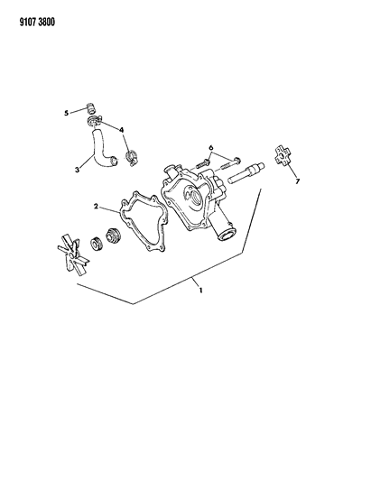 1989 Dodge Diplomat Water Pump & Related Parts Diagram