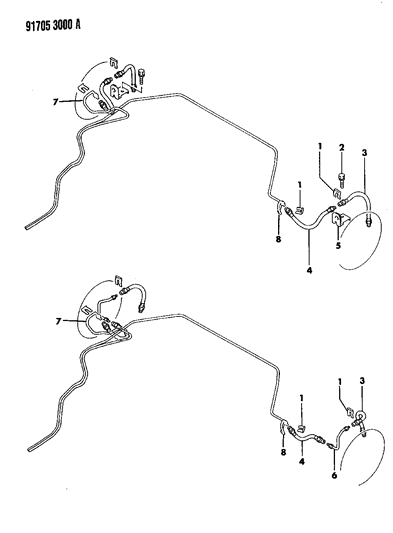 1991 Dodge Stealth Lines & Hoses - Rear Diagram