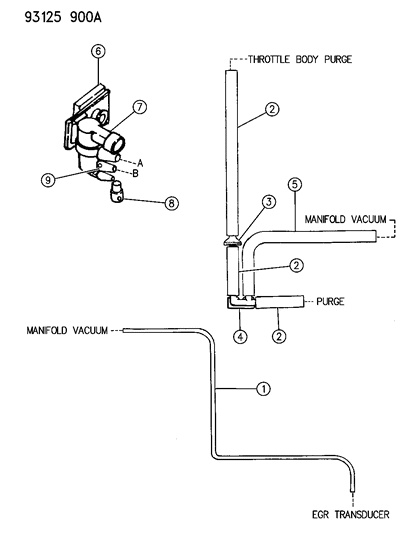 1993 Dodge Daytona Emission Hose Harness Diagram 1