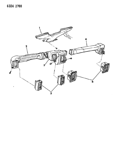 1986 Dodge W350 Air Ducts & Outlets Diagram