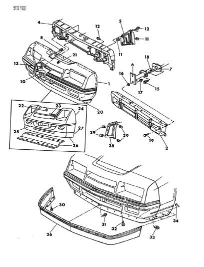 1985 Dodge Charger Fascia, Bumper Front Diagram