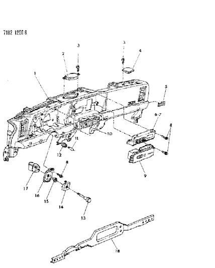 1987 Chrysler LeBaron Instrument Panel Speakers, Switches & Controls Diagram