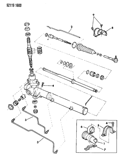 1992 Dodge Dynasty Gear - Rack & Pinion, Power & Attaching Parts Diagram
