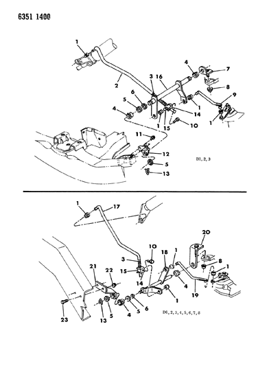 1987 Dodge Ramcharger Controls, Gearshift, Lower Diagram