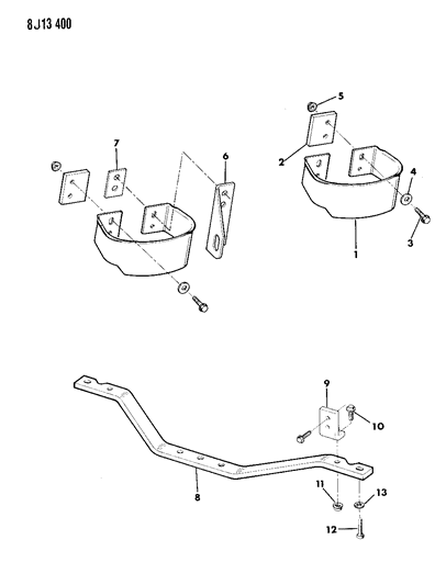 1990 Jeep Wrangler Bumper, Rear & Draw Bar Diagram