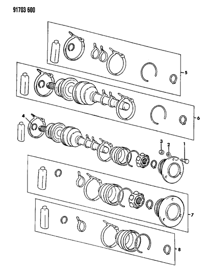 1991 Dodge Colt Rear Axle Drive Shaft Diagram