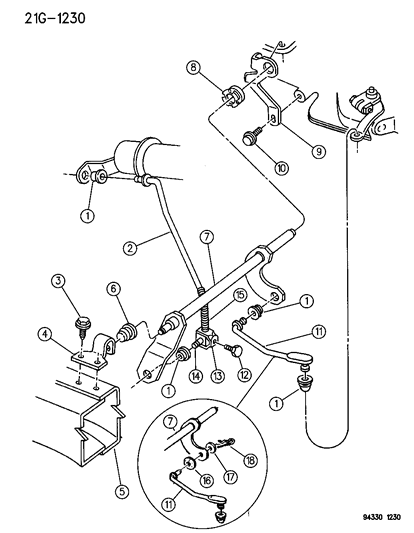 1996 Dodge Dakota Controls , Gearshift , Lower Diagram 1