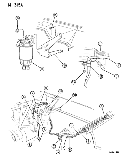 1996 Jeep Cherokee Fuel Lines, Front Diagram 1