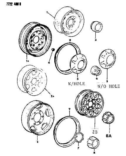 1987 Dodge Ram 50 Wheels & Covers Diagram