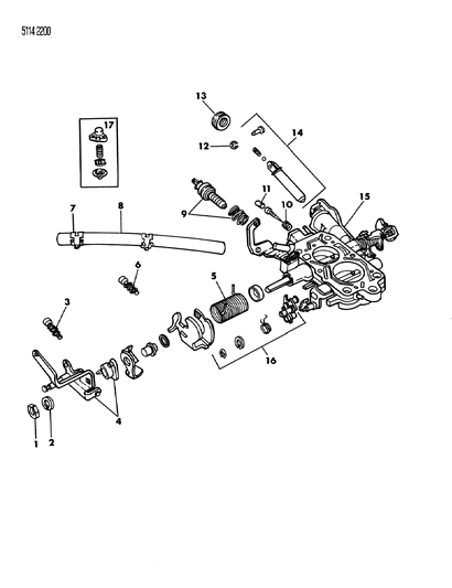 1985 Chrysler LeBaron Base Carburetor Throttle Body Components Diagram
