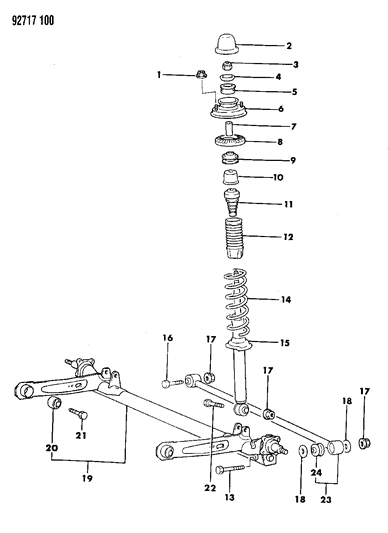 1992 Dodge Colt Suspension - Rear Diagram