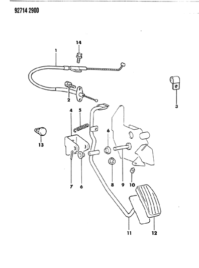 1992 Dodge Colt Accelerator Linkage & Pedal Diagram 2