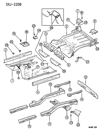1994 Jeep Cherokee Pans, Floor Diagram