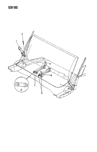 1988 Dodge Omni Belt - Rear Seat Lap Diagram