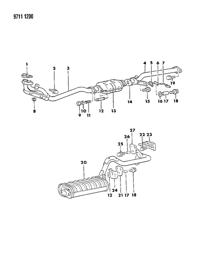 1989 Dodge Ram 50 Exhaust System Diagram