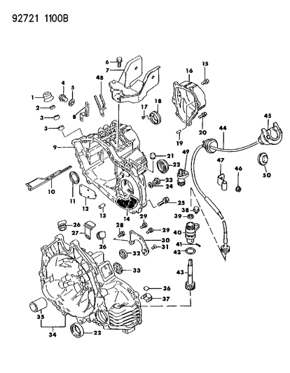 1994 Dodge Stealth Plug-Transmission Case Diagram for MD701850