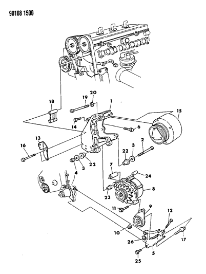 1990 Chrysler LeBaron GTC Alternator & Mounting Diagram 1