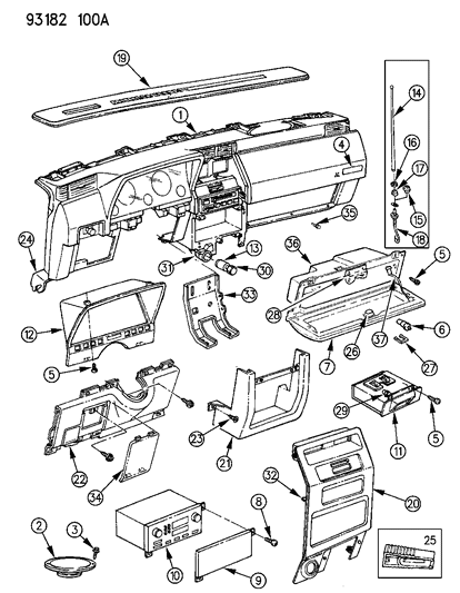 1993 Dodge Shadow Knob Radio Volume Control Diagram for 4741435