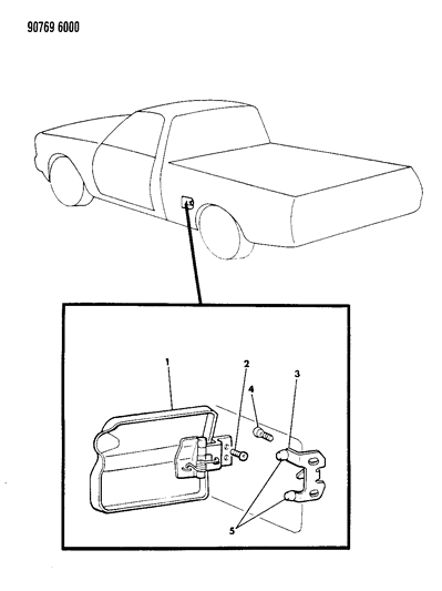 1990 Dodge Ram 50 Fuel Filler Door Diagram