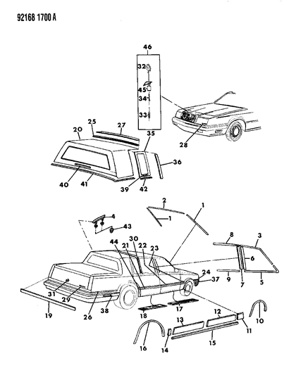 1992 Chrysler Imperial Mouldings & Ornamentation Diagram 2