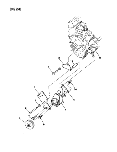 1988 Dodge D250 Pump Mounting - Power Steering Diagram 1