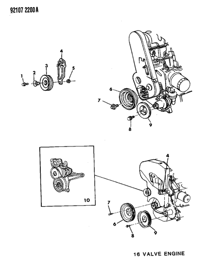 1992 Chrysler Town & Country Drive Pulleys Diagram 1