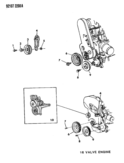 1992 Dodge Shadow Drive Pulleys Diagram 1