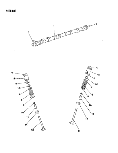 1989 Chrysler TC Maserati Camshaft & Valves Diagram 1