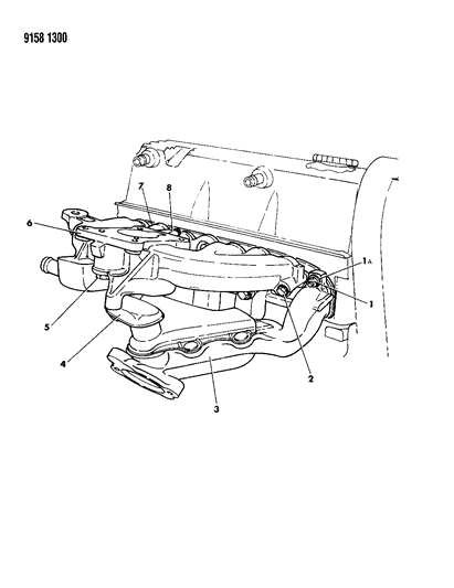 1989 Dodge Shadow Manifold, Intake & Exhaust W/O Intercooler Diagram