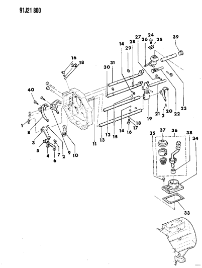 1991 Jeep Wrangler Forks, Rails, Shafts Diagram 1