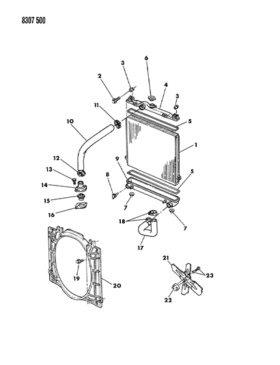 1989 Dodge Dakota Radiator & Related Parts Diagram 3