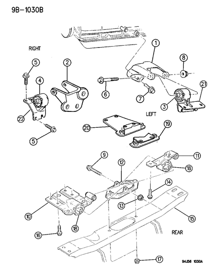 1994 Jeep Grand Cherokee CLEVIS Bracket Rear Engine Diagram for 52058225