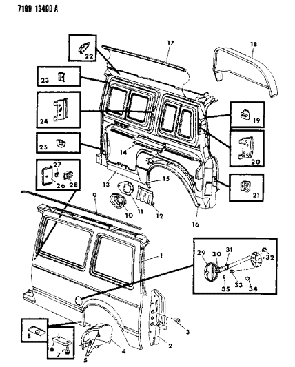 1987 Dodge Grand Caravan Body Rear Quarter Diagram 1