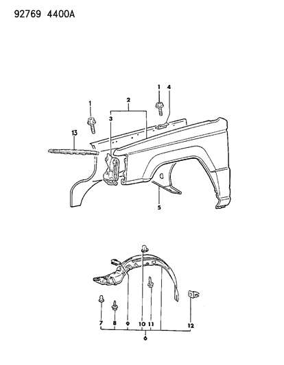 1993 Dodge Ram 50 Fender Front Diagram