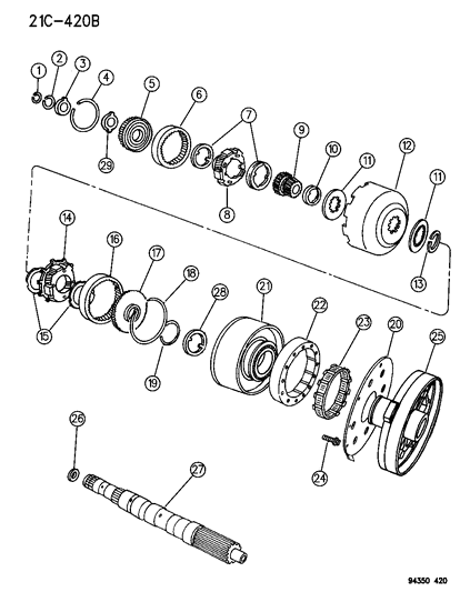 1995 Dodge Dakota Gear Train & Intermediate Shaft Diagram 1