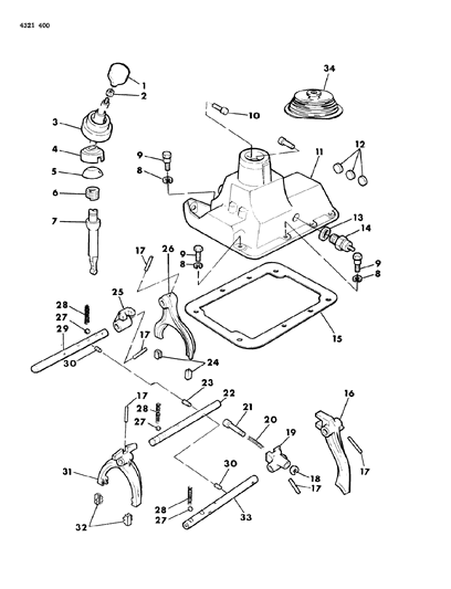 1984 Dodge D150 Controls, Gearshift Diagram