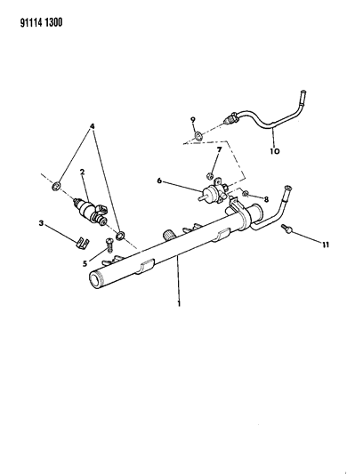 1991 Chrysler LeBaron Fuel Rail & Related Parts Diagram 1