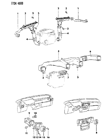 1987 Dodge Ram 50 Air Ducts & Outlets Diagram