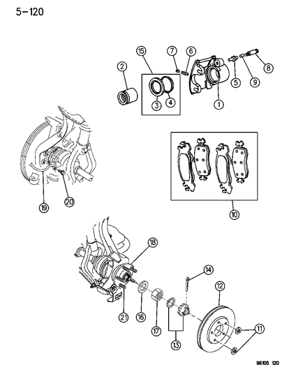 1996 Chrysler Cirrus Front Brakes Diagram