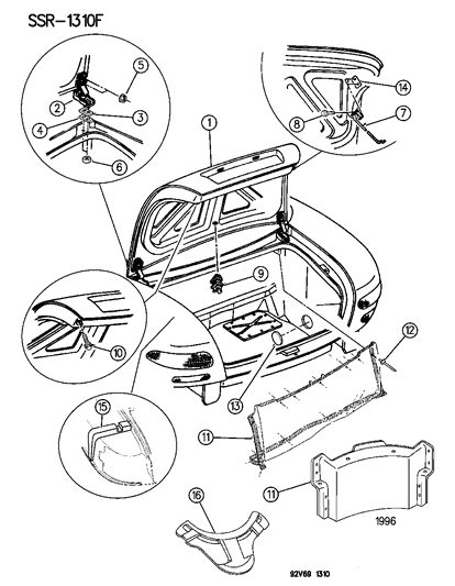 1993 Dodge Viper Seal-Trunk Closeout Diagram for 4848206