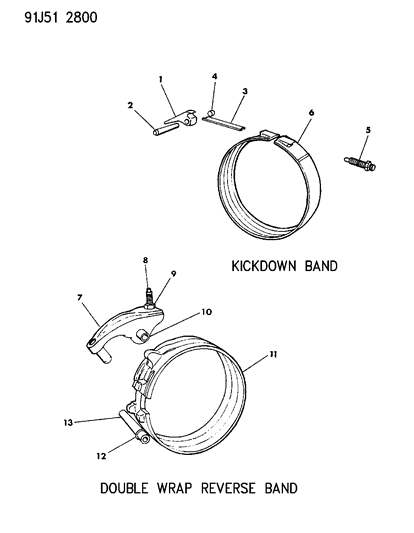 1993 Jeep Grand Cherokee Bands, Reverse & Kickdown With Linkage Diagram 1