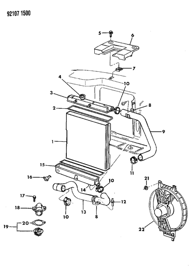 1992 Dodge Grand Caravan Radiator & Related Parts Diagram 2